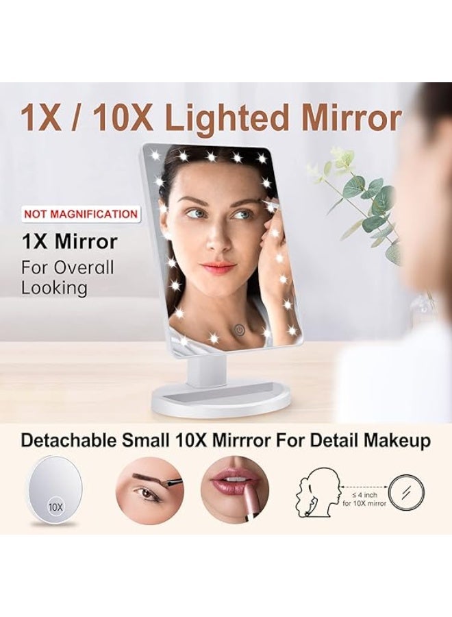 مرآة ماكياج قابلة للدوران مزودة بمصابيح ليد أبيض - Image 3